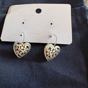 Brighton Silver Heart Swirl Earrings